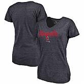 Women's Los Angeles Angels of Anaheim Freehand V Neck Slim Fit Tri Blend T-Shirt Navy FengYun,baseball caps,new era cap wholesale,wholesale hats